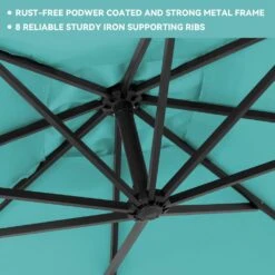 10 Ft. Steel Cantilever Patio Umbrella With Weighted Base In Peacock Blue -More Furniture Store cantilever umbrellas 10xj dz pb 1f 1000