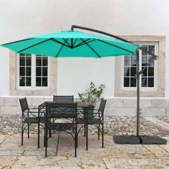 10 Ft. Steel Cantilever Patio Umbrella With Weighted Base In Peacock Blue -More Furniture Store cantilever umbrellas 10xj dz pb 40 1000