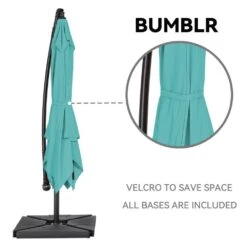 10 Ft. Steel Cantilever Patio Umbrella With Weighted Base In Peacock Blue -More Furniture Store cantilever umbrellas 10xj dz pb 44 1000