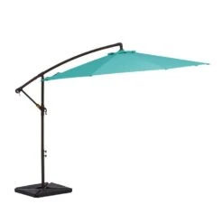 10 Ft. Steel Cantilever Patio Umbrella With Weighted Base In Peacock Blue -More Furniture Store cantilever umbrellas 10xj dz pb a0 1000