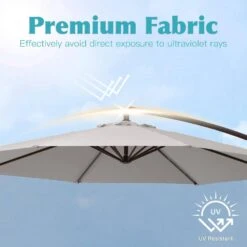 10 Ft. Steel Cantilever Patio Umbrella With Weighted Base In Off-White -More Furniture Store cantilever umbrellas 10xj dz wt 1f 1000