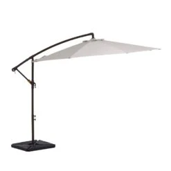 10 Ft. Steel Cantilever Patio Umbrella With Weighted Base In Off-White -More Furniture Store cantilever umbrellas 10xj dz wt 40 1000