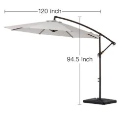 10 Ft. Steel Cantilever Patio Umbrella With Weighted Base In Off-White -More Furniture Store cantilever umbrellas 10xj dz wt fa 1000