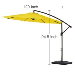 10 Ft. Steel Cantilever Patio Umbrella With Weighted Base In Yellow -More Furniture Store cantilever umbrellas 10xj dz ye fa 1000