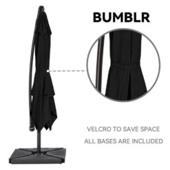 8 Ft. X 8 Ft. Steel Square Cantilever Patio Umbrella With Weighted Base In Black -More Furniture Store cantilever umbrellas 8x8xj dz bk 44 1000