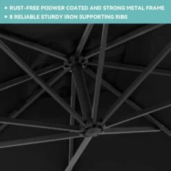 8 Ft. X 8 Ft. Steel Square Cantilever Patio Umbrella With Weighted Base In Black -More Furniture Store cantilever umbrellas 8x8xj dz bk 4f 1000