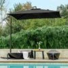 8 Ft. X 8 Ft. Steel Square Cantilever Patio Umbrella With Weighted Base In Black