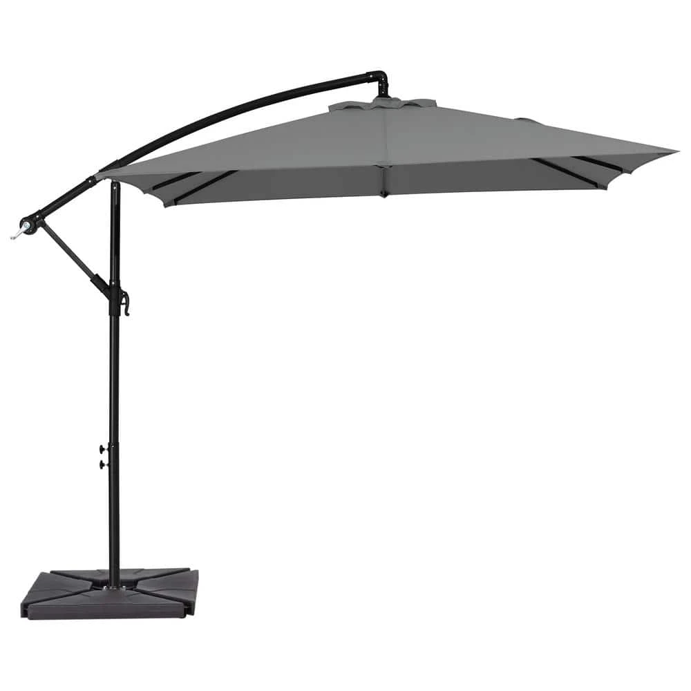 8 Ft. X 8 Ft. Steel Square Cantilever Patio Umbrella With Weighted Base In Gray 1 8 Ft. X 8 Ft. Steel Square Cantilever Patio Umbrella With Weighted Base In Gray
