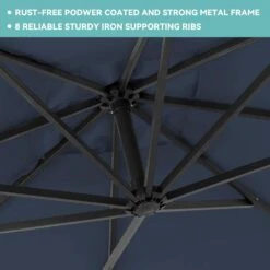 8 Ft. X 8 Ft. Steel Square Cantilever Patio Umbrella With Weighted Base In Navy -More Furniture Store cantilever umbrellas 8x8xj dz ny a0 1000