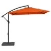 8 Ft. X 8 Ft. Steel Square Cantilever Patio Umbrella With Weighted Base In Orange