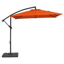 8 Ft. X 8 Ft. Steel Square Cantilever Patio Umbrella With Weighted Base In Orange