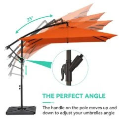 8 Ft. X 8 Ft. Steel Square Cantilever Patio Umbrella With Weighted Base In Orange -More Furniture Store cantilever umbrellas 8x8xj dz oe d4 1000