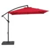 8 Ft. X 8 Ft. Steel Square Cantilever Patio Umbrella With Weighted Base In Red