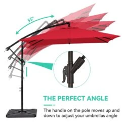 8 Ft. X 8 Ft. Steel Square Cantilever Patio Umbrella With Weighted Base In Red 10 8 Ft. X 8 Ft. Steel Square Cantilever Patio Umbrella With Weighted Base In Red -More Furniture Store cantilever umbrellas 8x8xj dz rd d4 1000