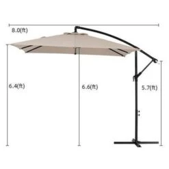 8 Ft. X 8 Ft. 2-Tier Steel Cantilever Outdoor Offset Patio Umbrella With Sandbag And Cross Base In Beige -More Furniture Store cantilever umbrellas 8x8xjs sd be 1d 1000