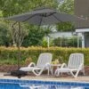 8 Ft. X 8 Ft. 2-Tier Steel Cantilever Outdoor Offset Patio Umbrella With Sandbag And Cross Base In Gray