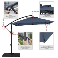 8 Ft. X 8 Ft. 2-Tier Steel Cantilever Outdoor Offset Patio Umbrella With Sandbag And Cross Base In Navy -More Furniture Store cantilever umbrellas 8x8xjs sd ny 77 1000