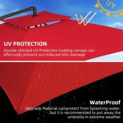 8 Ft. X 8 Ft. 2-Tier Steel Cantilever Outdoor Offset Patio Umbrella With Sandbag And Cross Base In Red 8 8 Ft. X 8 Ft. 2-Tier Steel Cantilever Outdoor Offset Patio Umbrella With Sandbag And Cross Base In Red -More Furniture Store cantilever umbrellas 8x8xjs sd rd a0 1000