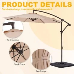 10ft Cantilever Offset Patio Umbrella With Weighted Base In Beige -More Furniture Store cantilever umbrellas alex10 beige 4f 1000