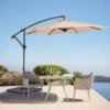10ft Cantilever Offset Patio Umbrella With Weighted Base In Beige