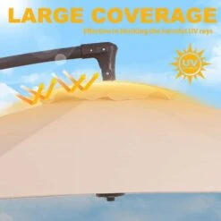 10ft Cantilever Offset Patio Umbrella With Weighted Base In Beige -More Furniture Store cantilever umbrellas alex10 beige fa 1000