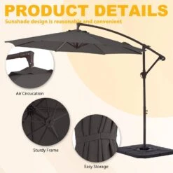 10ft Cantilever Offset Patio Umbrella With Weighted Base In Gray -More Furniture Store cantilever umbrellas alex10 gray 4f 1000