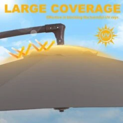 10ft Cantilever Offset Patio Umbrella With Weighted Base In Gray -More Furniture Store cantilever umbrellas alex10 gray fa 1000