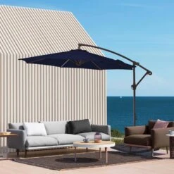 10ft Cantilever Offset Patio Umbrella With Weighted Base In Navy 9 10ft Cantilever Offset Patio Umbrella With Weighted Base In Navy -More Furniture Store cantilever umbrellas alex10 navy c3 1000