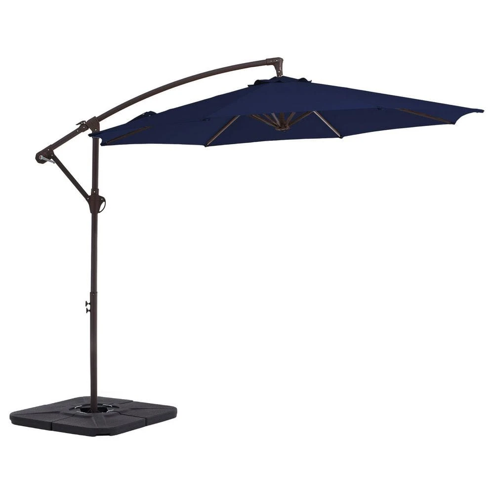 10ft Cantilever Offset Patio Umbrella With Weighted Base In Navy 2 10ft Cantilever Offset Patio Umbrella With Weighted Base In Navy - Image 2