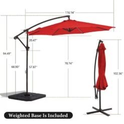 10ft Cantilever Offset Patio Umbrella With Weighted Base In Pumkin -More Furniture Store cantilever umbrellas alex10 orange 44 1000