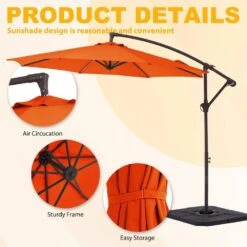 10ft Cantilever Offset Patio Umbrella With Weighted Base In Pumkin -More Furniture Store cantilever umbrellas alex10 orange 4f 1000