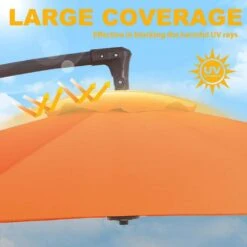10ft Cantilever Offset Patio Umbrella With Weighted Base In Pumkin -More Furniture Store cantilever umbrellas alex10 orange fa 1000