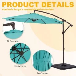 10ft Cantilever Offset Patio Umbrella With Weighted Base In Peacock Blue 11 10ft Cantilever Offset Patio Umbrella With Weighted Base In Peacock Blue -More Furniture Store cantilever umbrellas alex10 pb 4f 1000