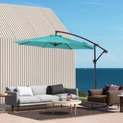 10ft Cantilever Offset Patio Umbrella With Weighted Base In Peacock Blue 10 10ft Cantilever Offset Patio Umbrella With Weighted Base In Peacock Blue -More Furniture Store cantilever umbrellas alex10 pb c3 1000