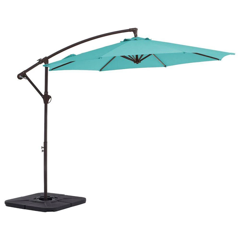 10ft Cantilever Offset Patio Umbrella With Weighted Base In Peacock Blue 2 10ft Cantilever Offset Patio Umbrella With Weighted Base In Peacock Blue - Image 2