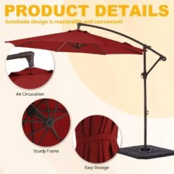 10ft Cantilever Offset Patio Umbrella With Weighted Base In Red -More Furniture Store cantilever umbrellas alex10 red 4f 1000