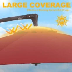 10ft Cantilever Offset Patio Umbrella With Weighted Base In Red -More Furniture Store cantilever umbrellas alex10 red fa 1000