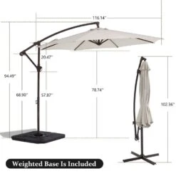 10ft Cantilever Offset Patio Umbrella With Weighted Base In Off-White -More Furniture Store cantilever umbrellas alex10 white 44 1000
