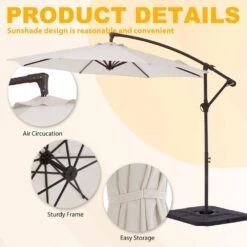 10ft Cantilever Offset Patio Umbrella With Weighted Base In Off-White -More Furniture Store cantilever umbrellas alex10 white 4f 1000