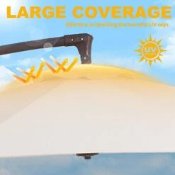 10ft Cantilever Offset Patio Umbrella With Weighted Base In Off-White -More Furniture Store cantilever umbrellas alex10 white fa 1000