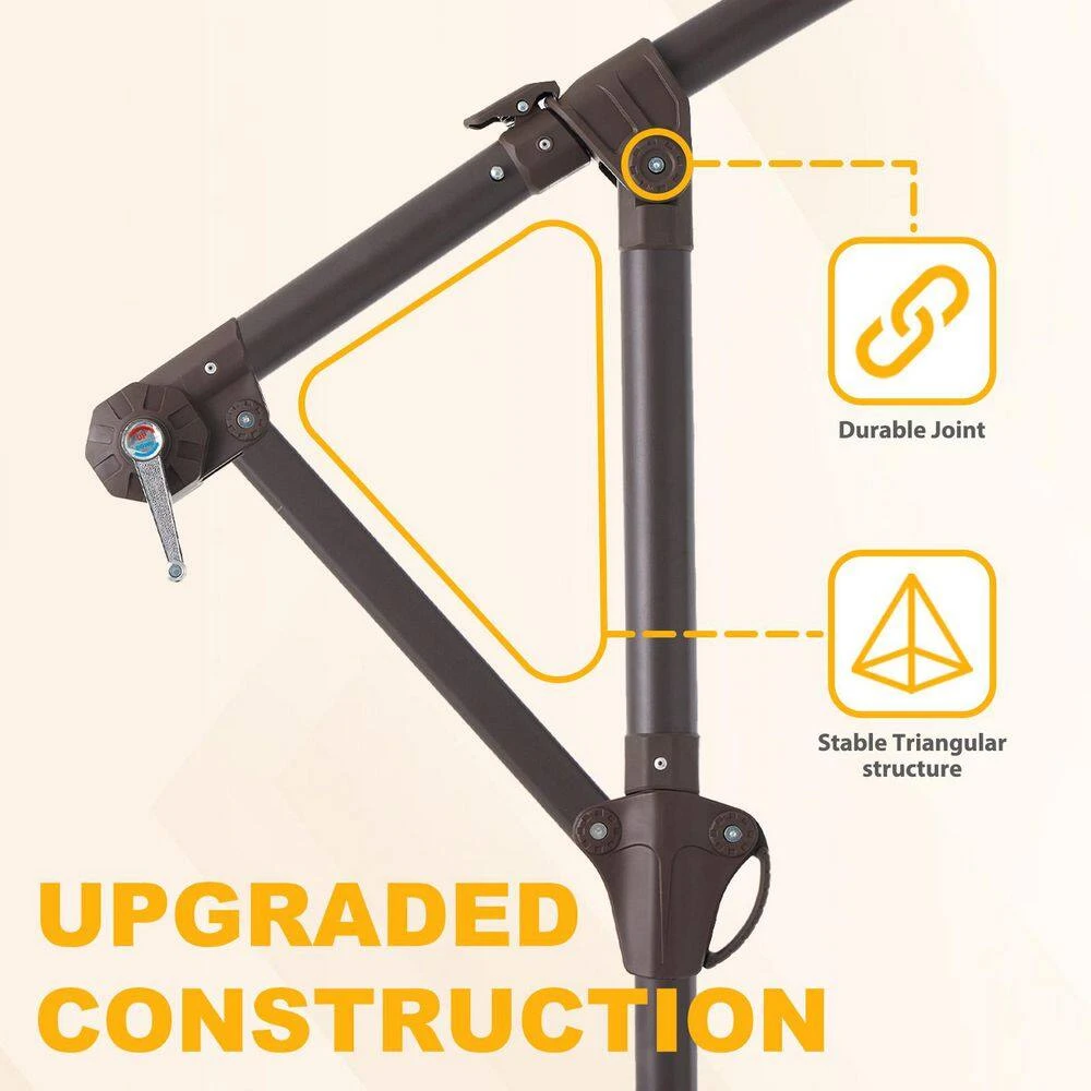 10ft Cantilever Offset Patio Umbrella With Weighted Base In Yellow 5 10ft Cantilever Offset Patio Umbrella With Weighted Base In Yellow - Image 5
