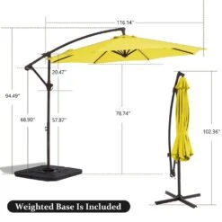 10ft Cantilever Offset Patio Umbrella With Weighted Base In Yellow 13 10ft Cantilever Offset Patio Umbrella With Weighted Base In Yellow -More Furniture Store cantilever umbrellas alex10 yellow 44 1000