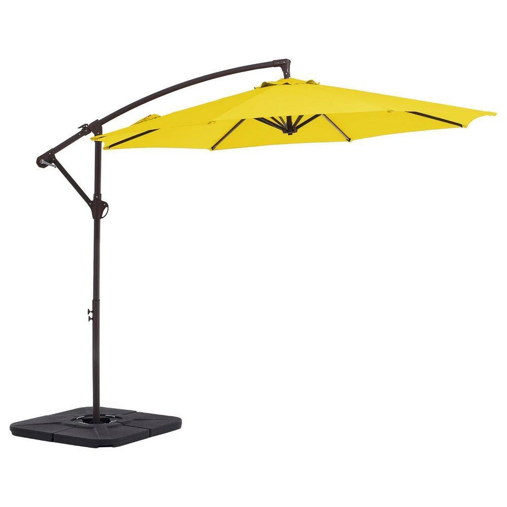 10ft Cantilever Offset Patio Umbrella With Weighted Base In Yellow 2 10ft Cantilever Offset Patio Umbrella With Weighted Base In Yellow - Image 2