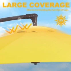 10ft Cantilever Offset Patio Umbrella With Weighted Base In Yellow 14 10ft Cantilever Offset Patio Umbrella With Weighted Base In Yellow -More Furniture Store cantilever umbrellas alex10 yellow fa 1000