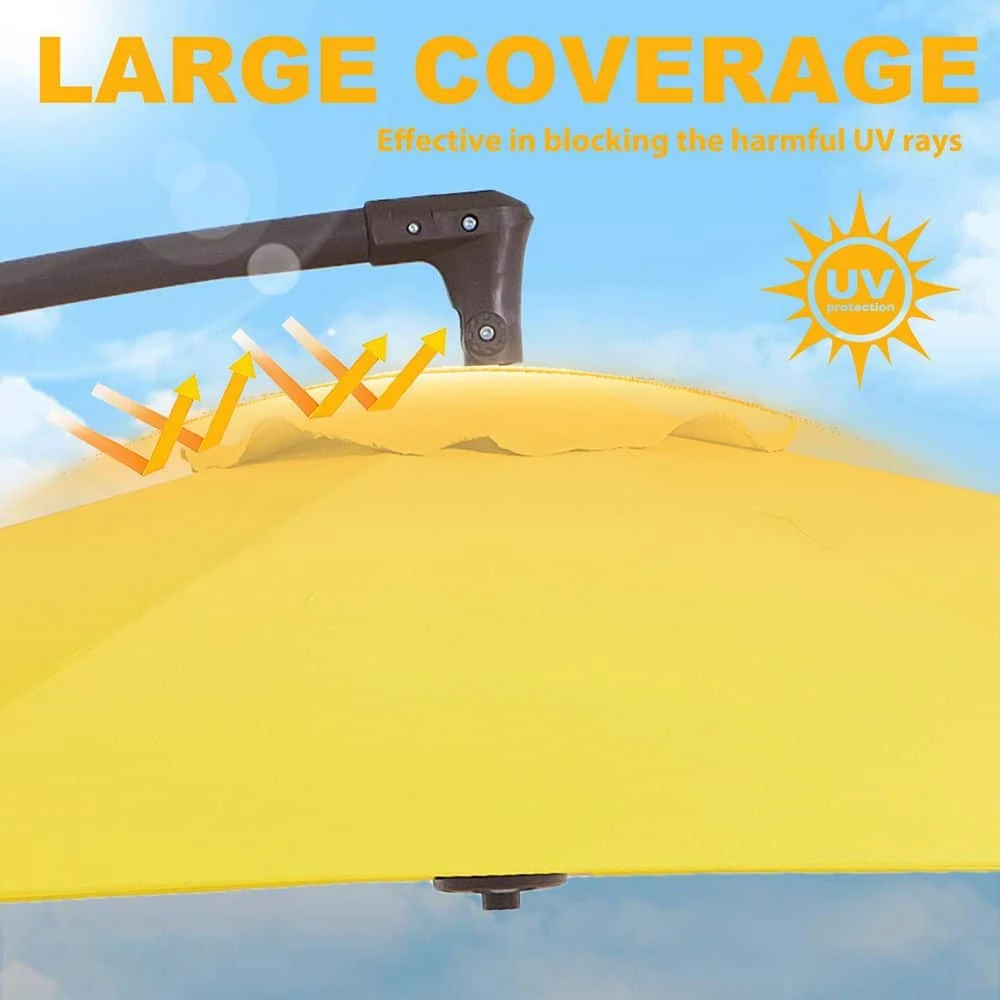 10ft Cantilever Offset Patio Umbrella With Weighted Base In Yellow 7 10ft Cantilever Offset Patio Umbrella With Weighted Base In Yellow - Image 7
