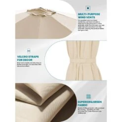 9 Ft. Round 360-Degree Rotation Cantilever Patio Umbrella In Beige 6 9 Ft. Round 360-Degree Rotation Cantilever Patio Umbrella In Beige -More Furniture Store cantilever umbrellas alex9 beige a0 1000