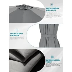 9 Ft. Round 360-Degree Rotation Cantilever Patio Umbrella In Gray -More Furniture Store cantilever umbrellas alex9 gray a0 1000