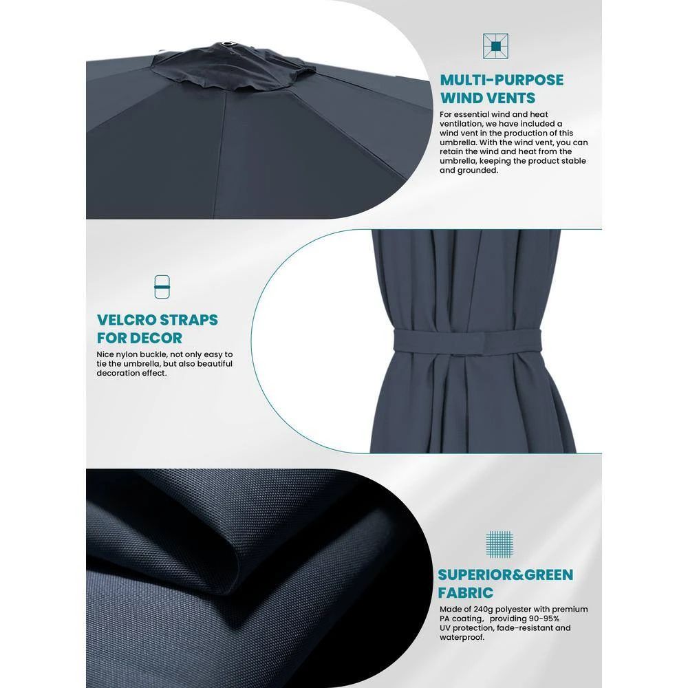 9 Ft. Round 360-Degree Rotation Cantilever Patio Umbrella In Navy 3 9 Ft. Round 360-Degree Rotation Cantilever Patio Umbrella In Navy - Image 3