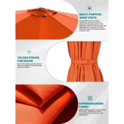 9 Ft. Round 360-Degree Rotation Cantilever Patio Umbrella In Orange -More Furniture Store cantilever umbrellas alex9 orange a0 1000