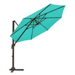 More Furniture Store 17 9 Ft. Round 360-Degree Rotation Cantilever Patio Umbrella In Peacock Blue